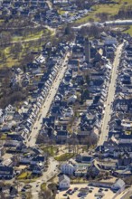 Aerial view, housing estate Weststraße and Oststraße Parallele, St.-Alexander-Kirche,