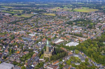 Aerial view, St. Anthony's Basilica Catholic Church in Rheine City in Rheine, Münsterland, North