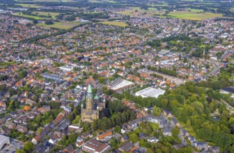 Aerial view, St. Anthony's Basilica Catholic Church in Rheine City in Rheine, Münsterland, North