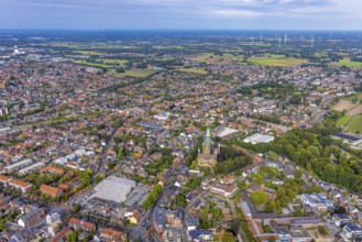 Aerial view, St. Anthony's Basilica Catholic Church in Rheine City in Rheine, Münsterland, North