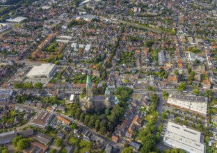 Aerial view, St. Anthony's Basilica Catholic Church in Rheine City in Rheine, Münsterland, North