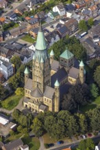 Aerial view, St. Anthony's Basilica Catholic Church in Rheine City in Rheine, Münsterland, North