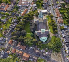 Aerial view, St. Anthony's Basilica Catholic Church in Rheine City in Rheine, Münsterland, North