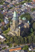 Aerial view, St. Anthony's Basilica Catholic Church in Rheine City in Rheine, Münsterland, North