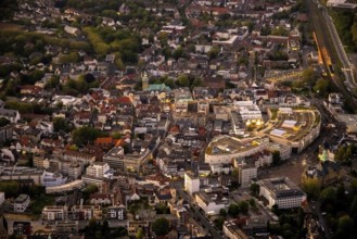 Aerial view, old town with Kaiserwall, Palais Vest shopping centre, catholic ProbsteiKirche St.