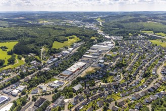 Aerial view, commercial area In der Trift, Koblenzer Straße, Dahl, Olpe, Sauerland, North