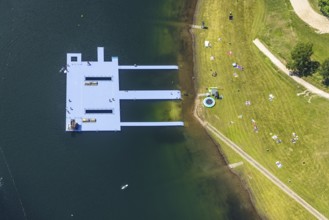 Aerial view, Biggesee, Camping Biggesee - Vier Jahreszeiten, bathers, Sondern, Olpe, Sauerland,