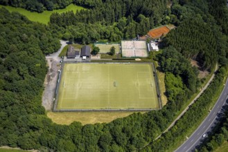 Aerial photo, TuS Rhode sports facility, Rhode, Olpe, Sauerland, North Rhine-Westphalia, Germany,