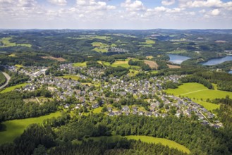 Aerial view, local view Rhode, Olpe, Sauerland, North Rhine-Westphalia, Germany, DE, Europe,