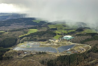 Aerial view, Olper Entsorgungszentrum GmbH, Oberveischede Unterneger, Olpe, Sauerland, Kreis Olpe,