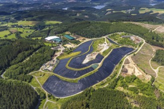 Aerial view, Landfill Olper Entsorgungszentrum GmbH, Oberveischede Unterneger, Oberveischede, Olpe,