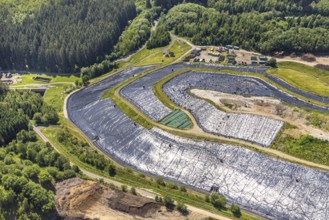 Aerial view, Landfill Olper Entsorgungszentrum GmbH, Oberveischede Unterneger, Oberveischede, Olpe,