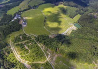 Aerial view, Bikepark Fahlenscheid, mountain bike facility Liftistan, Oberveischede, Olpe,