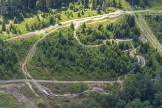 Aerial view, Bikepark Fahlenscheid, mountain bike facility Liftistan, Oberveischede, Olpe,
