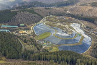 Aerial view, Olper Entsorgungszentrum GmbH, Oberveischede Unterneger, Olpe, Sauerland, Kreis Olpe,