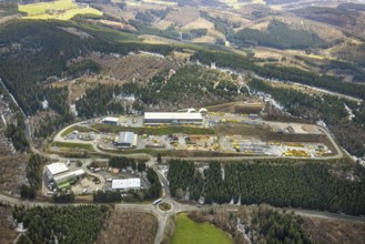Aerial view, recycling centre Olpe, Hufnagel Service, Oberveischede, Olpe, Sauerland, Kreis Olpe,