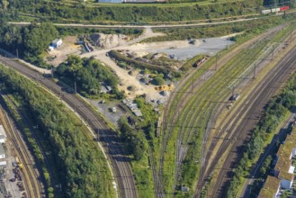 Aerial view, building plot in the Gleisdreieck near Oberhausen main station, Marienviertel,