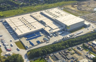 Aerial view, Edeka central warehouse Oberhausen, Logport 5, Logport V, Schwarze Heide, Oberhausen,