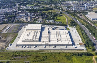 Aerial view, Edeka central warehouse Oberhausen in the district Schwarze Heide in Oberhausen, Ruhr