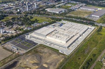 Aerial view, Edeka central warehouse Oberhausen as well as SEGRO Logistics Park Oberhausen and