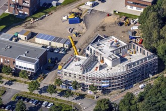 Aerial view, construction site and new building at Vestische Straße corner Zum Steigerhaus at OLGA