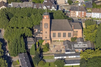 Aerial view, St. Michael's Catholic Church and St. Michael's Catholic Kindergarten in