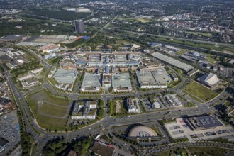 Aerial view, Centro Oberhausen shopping centre with gasometer and König-Pilsener-ARENA in Borbeck,