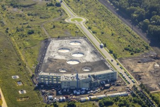 Aerial view, Topgolf course under construction on the steelworks site at Brammenring in Centro
