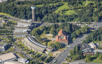 Aerial view, TZU Technology Centre for Environmental Protection Management and RWW Water Tower in