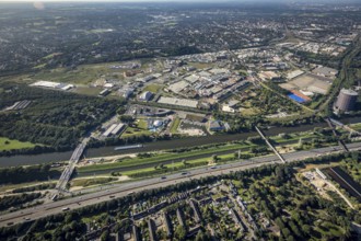 Aerial view, The Topgolf course under construction on the steelworks site at the Brammenring in the