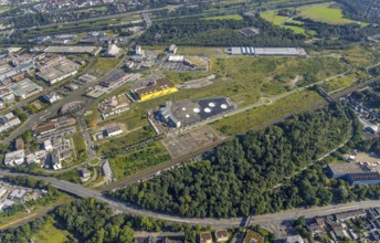 Aerial view, Topgolf course under construction on the steelworks site at Brammenring in Centro