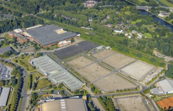 Aerial view, Centro Oberhausen shopping centre parking spaces and car park Alte Walz at the