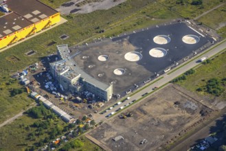 Aerial view, Topgolf course under construction on the steelworks site at Brammenring in Centro