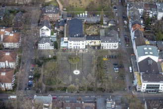 Aerial view, Ebertbad Oberhausen with forecourt, Marienviertel, Oberhausen, Ruhr area, North