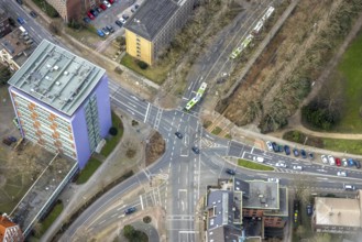 Aerial view, Hans-Böckler-Berufskolleg, Marienviertel, Oberhausen, Ruhr area, North