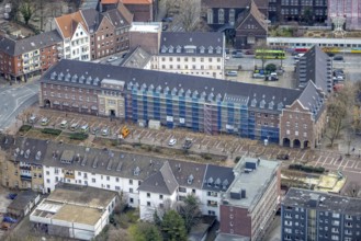 Aerial view, Friedensplatz, police station, house facade renovation, city centre, Oberhausen, Ruhr