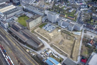 Aerial view, Quartier231 BusinessPark, construction site, Lirich, Oberhausen, Ruhr area, North