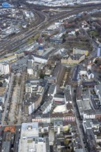 Aerial view, Bert-Brecht-Haus, Paul-Reusch-Straße, Friedensplatz, police station, house facade