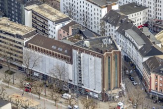 Aerial photograph, Bert-Brecht-Haus, city centre, Oberhausen, Ruhr area, North Rhine-Westphalia,