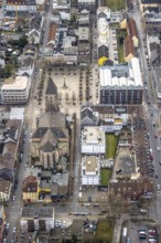 Aerial view, Catholic Church at Altmarkt, city centre, Oberhausen, Ruhr area, North