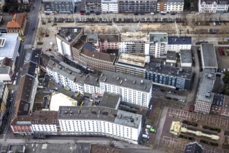 Aerial photograph, Bert-Brecht-Haus, city centre, Oberhausen, Ruhr area, North Rhine-Westphalia,