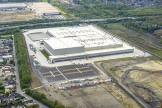Aerial view, Edeka central warehouse logistics centre, Logport V, LLogport 5, Waldteich, Schwarze