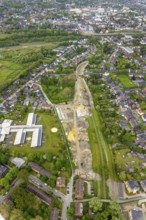 Aerial view, canal works Leuthenstraße, main canal Sterkrade is a body of water in the Emscher