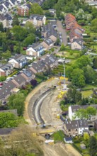 Aerial view, canal works Leuthenstraße, main canal Sterkrade is a body of water in the Emscher
