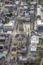 Aerial view, Catholic Church at Altmarkt, city centre, Oberhausen, Ruhr area, North