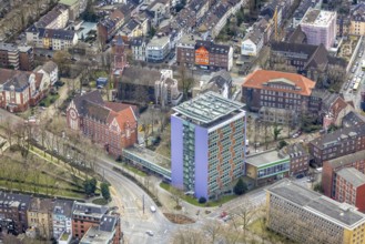 Aerial view, Hans-Böckler-Berufskolleg, Christuskirche, Marienviertel, Oberhausen, Ruhr area, North