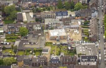 Aerial view, construction site and new building day care centre Karlstraße, Tackenberg West,