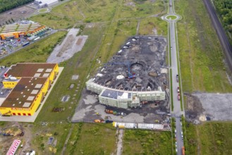 Aerial view, Centro Oberhausen, construction site Brammenring on the Centro site, Borbeck,