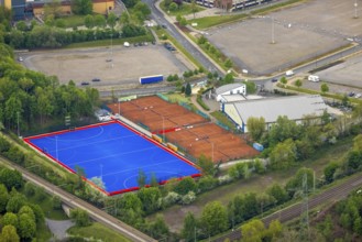 Aerial view, sports field OTHC Oberhausener Tennis Hockey-Club, tennis courts, Borbeck, Oberhausen,