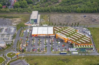 Aerial view, Centro Oberhausen, Hornbach Baumarkt, Poco Einrichtungsmarkt, Borbeck, Oberhausen,